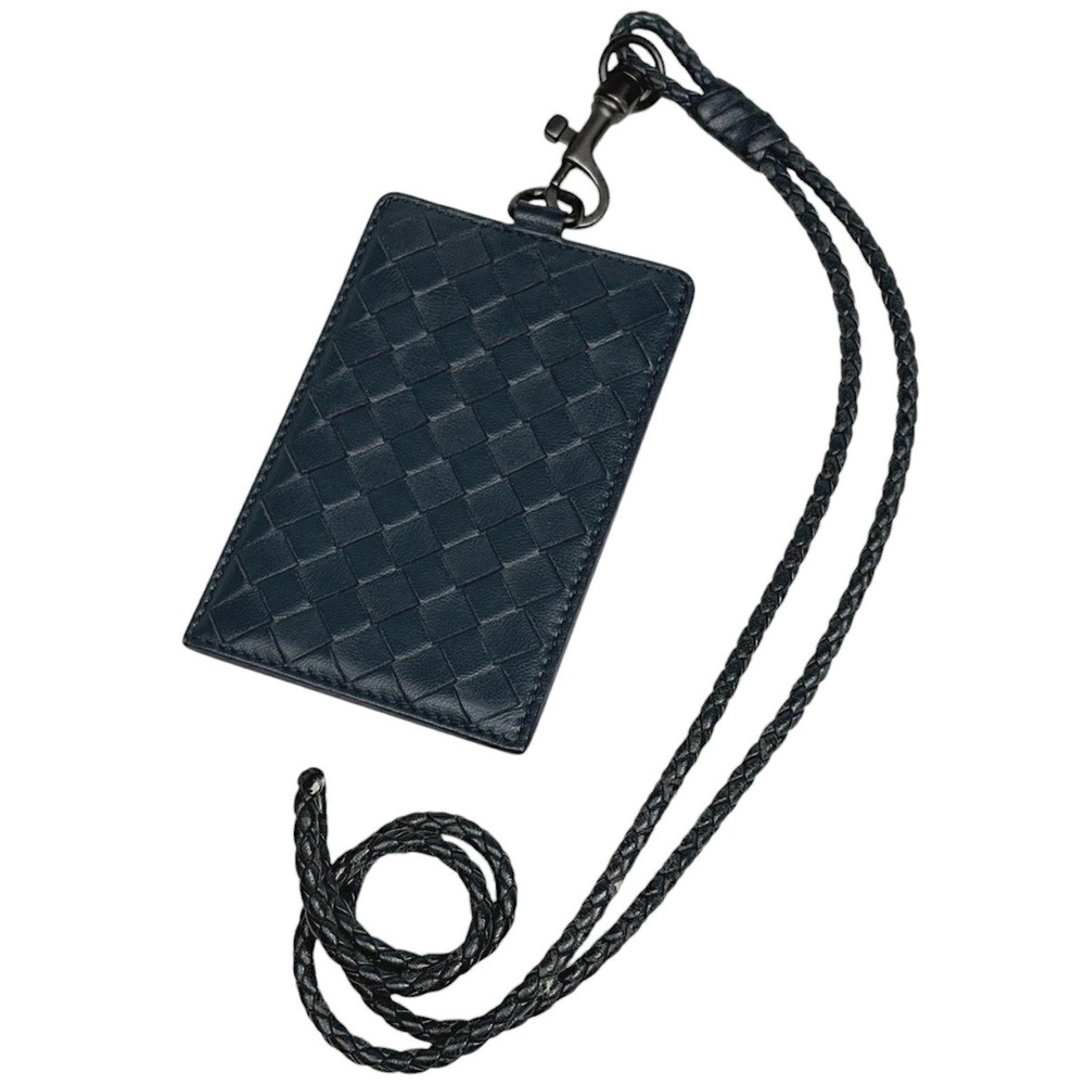 Bottega Veneta Intrecciato Card Case Wallet Leather Blue